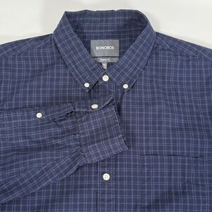 Bonobos Standard Fit Button Down Shirt Navy Blue Black Plaid Cotton OCBD Men XXL